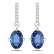 1.95 Carat Genuine Blue Sapphire and White Diamond 14K White Gold Earrings - Earrings - Custom Crafting Alliance, LLC