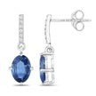 1.95 Carat Genuine Blue Sapphire and White Diamond 14K White Gold Earrings - Earrings - Custom Crafting Alliance, LLC