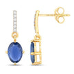 1.95 Carat Genuine Blue Sapphire and White Diamond 14K Yellow Gold Earrings - Earrings - Custom Crafting Alliance, LLC