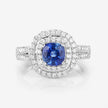 1.96 Carat Genuine Blue Sapphire and White Diamond 18K White Gold Ring - Rings - Custom Crafting Alliance, LLC