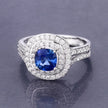 1.96 Carat Genuine Blue Sapphire and White Diamond 18K White Gold Ring - Rings - Custom Crafting Alliance, LLC