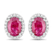 1.96 Carat Genuine Ruby and White Diamond 14K White Gold Earrings - Earrings - Custom Crafting Alliance, LLC