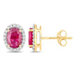 1.96 Carat Genuine Ruby and White Diamond 14K Yellow Gold Earrings - Earrings - Custom Crafting Alliance, LLC