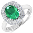 1.97 Carat Genuine Zambian Emerald and White Diamond 14K White Gold Ring - Rings - Custom Crafting Alliance, LLC