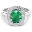 1.97 Carat Genuine Zambian Emerald and White Diamond 14K White Gold Ring - Rings - Custom Crafting Alliance, LLC
