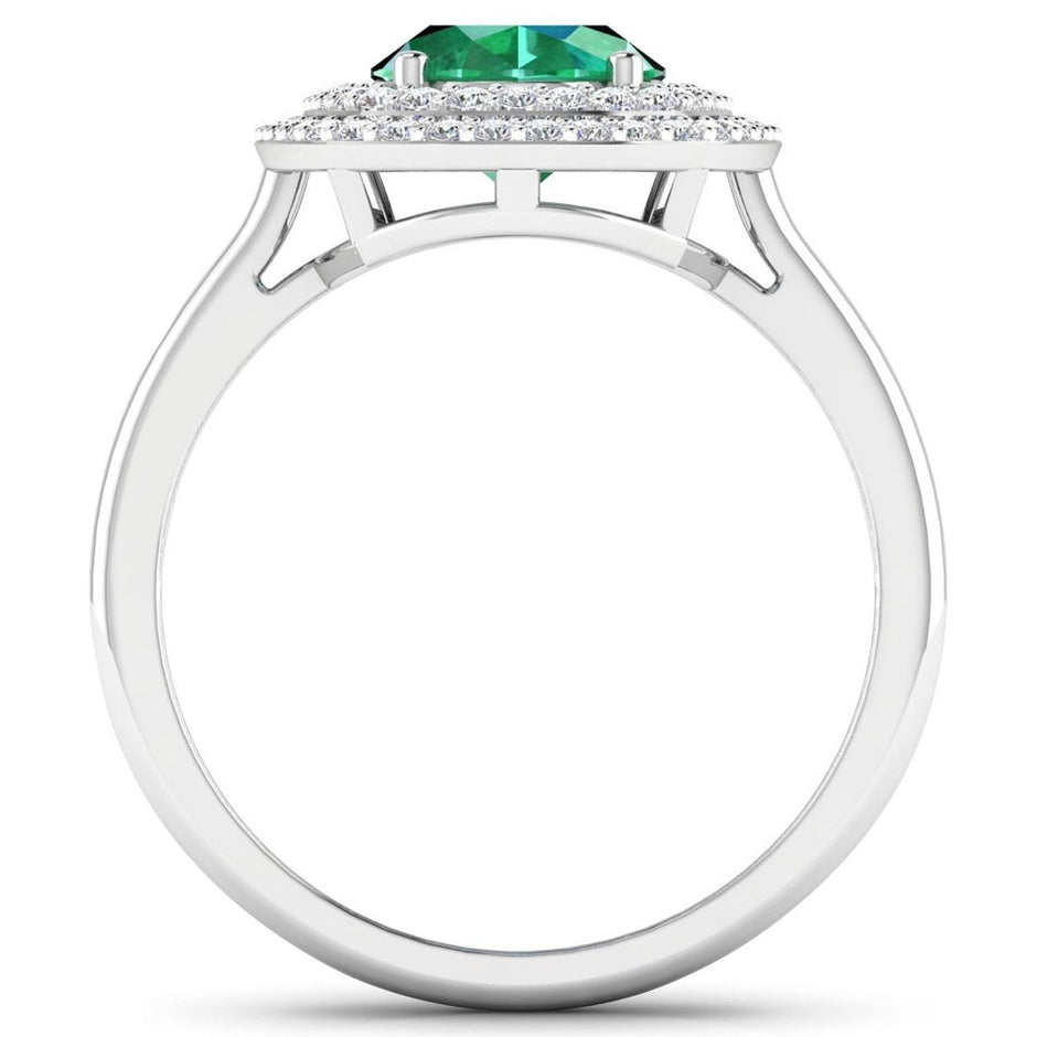 1.97 Carat Genuine Zambian Emerald and White Diamond 14K White Gold Ring - Rings - Custom Crafting Alliance, LLC