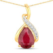1.98 Carat Genuine Ruby and White Diamond 14K Yellow Gold Pendant - Pendants - Custom Crafting Alliance, LLC