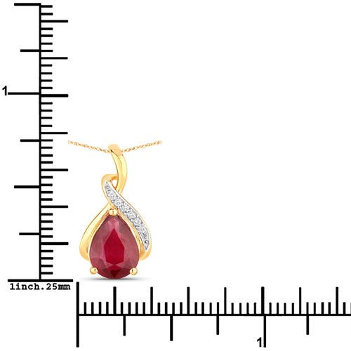 1.98 Carat Genuine Ruby and White Diamond 14K Yellow Gold Pendant - Pendants - Custom Crafting Alliance, LLC