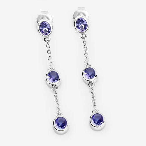 1.98 Carat Genuine Tanzanite .925 Sterling Silver Earrings - Earrings - Custom Crafting Alliance, LLC