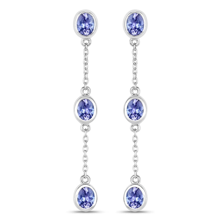 1.98 Carat Genuine Tanzanite .925 Sterling Silver Earrings - Earrings - Custom Crafting Alliance, LLC