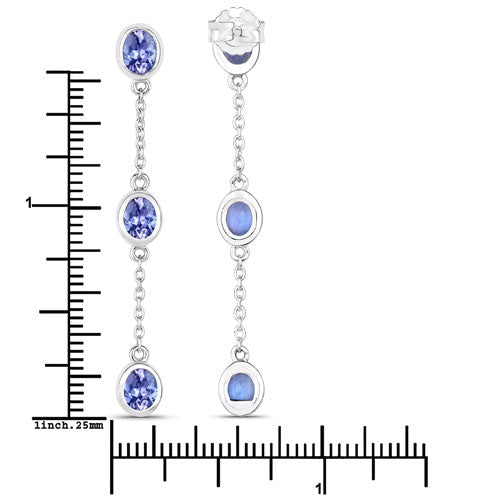 1.98 Carat Genuine Tanzanite .925 Sterling Silver Earrings - Earrings - Custom Crafting Alliance, LLC