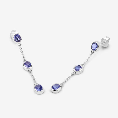 1.98 Carat Genuine Tanzanite .925 Sterling Silver Earrings - Earrings - Custom Crafting Alliance, LLC