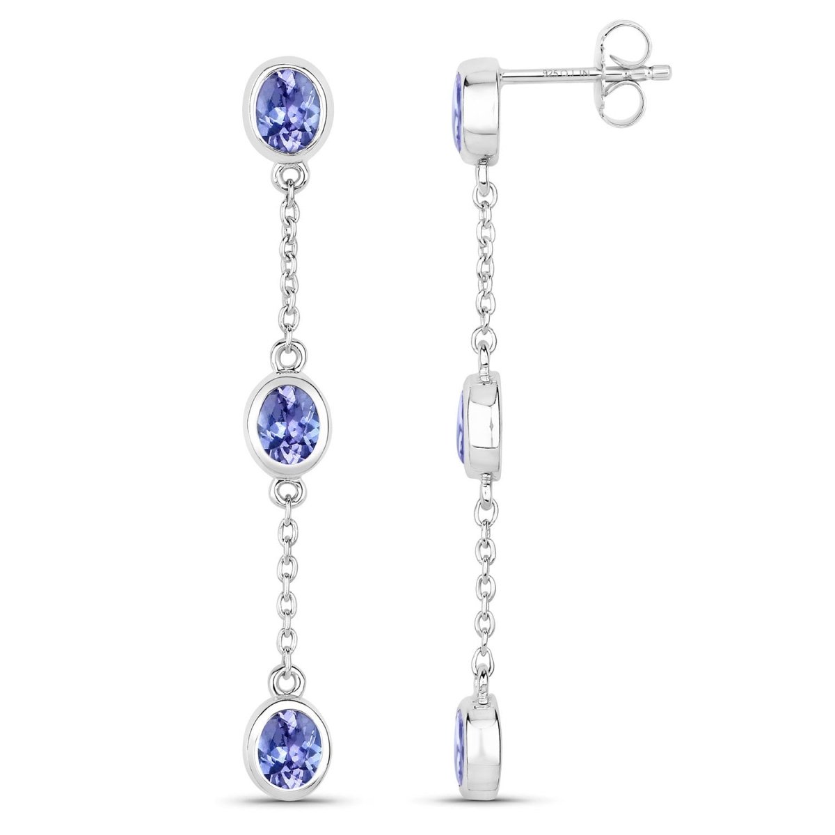 1.98 Carat Genuine Tanzanite .925 Sterling Silver Earrings - Earrings - Custom Crafting Alliance, LLC