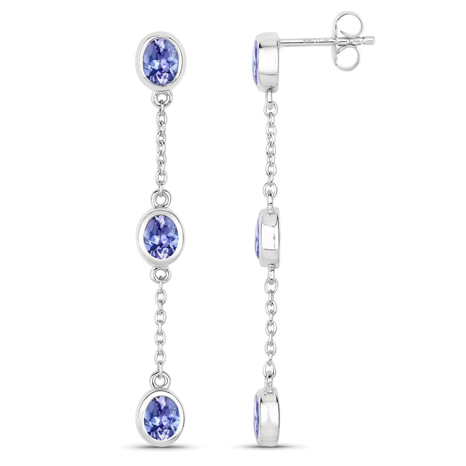 1.98 Carat Genuine Tanzanite .925 Sterling Silver Earrings - Earrings - Custom Crafting Alliance, LLC