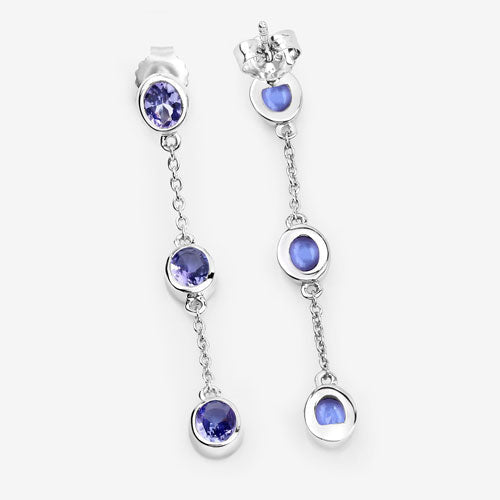 1.98 Carat Genuine Tanzanite .925 Sterling Silver Earrings - Earrings - Custom Crafting Alliance, LLC