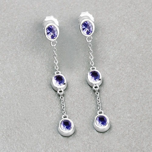 1.98 Carat Genuine Tanzanite .925 Sterling Silver Earrings - Earrings - Custom Crafting Alliance, LLC