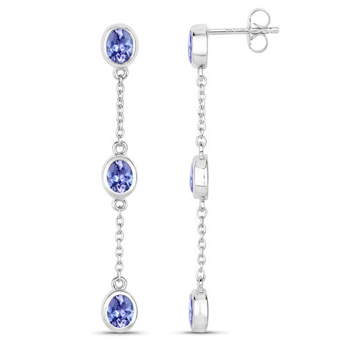1.98 Carat Genuine Tanzanite .925 Sterling Silver Earrings - Earrings - Custom Crafting Alliance, LLC