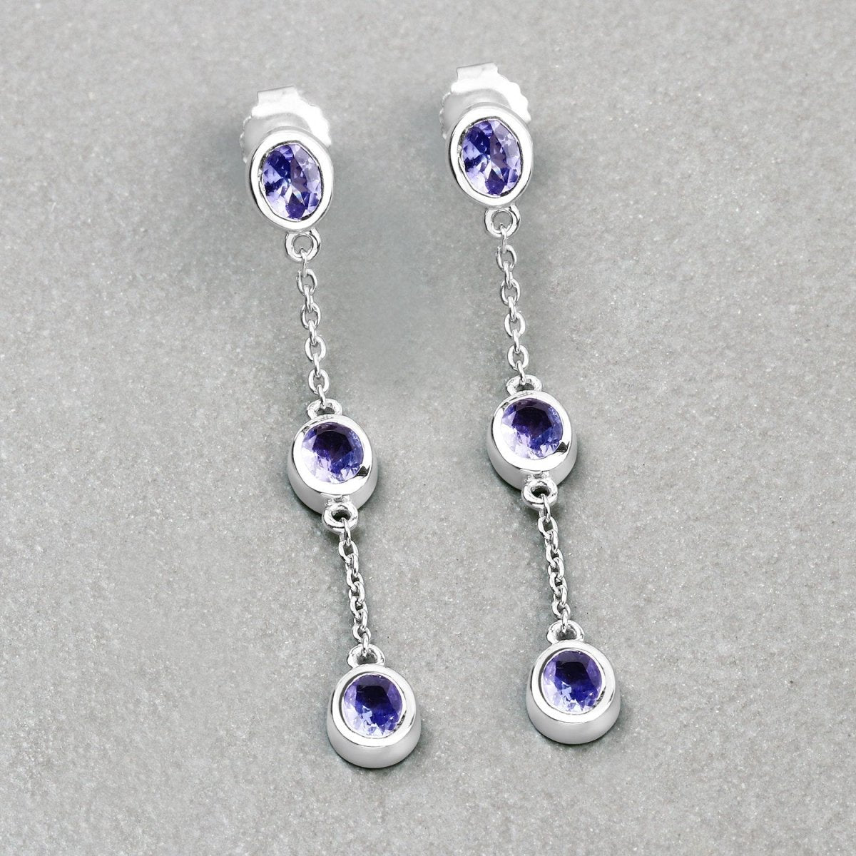 1.98 Carat Genuine Tanzanite .925 Sterling Silver Earrings - Earrings - Custom Crafting Alliance, LLC