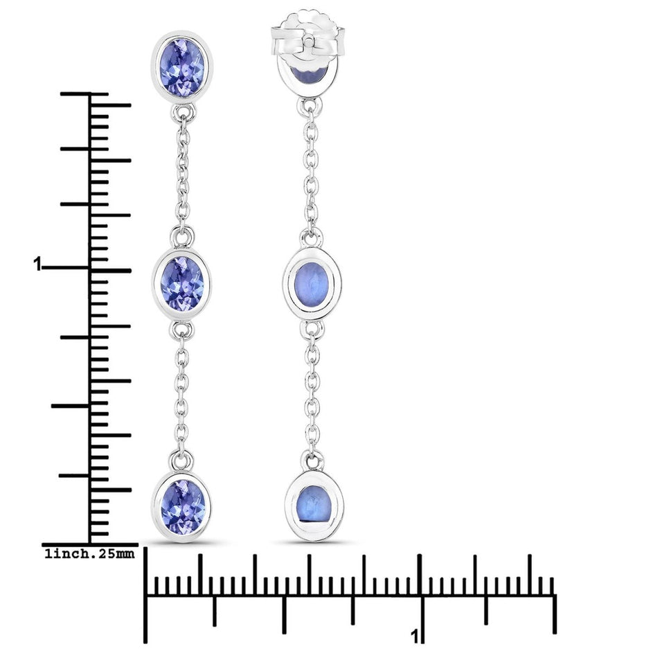 1.98 Carat Genuine Tanzanite .925 Sterling Silver Earrings - Earrings - Custom Crafting Alliance, LLC