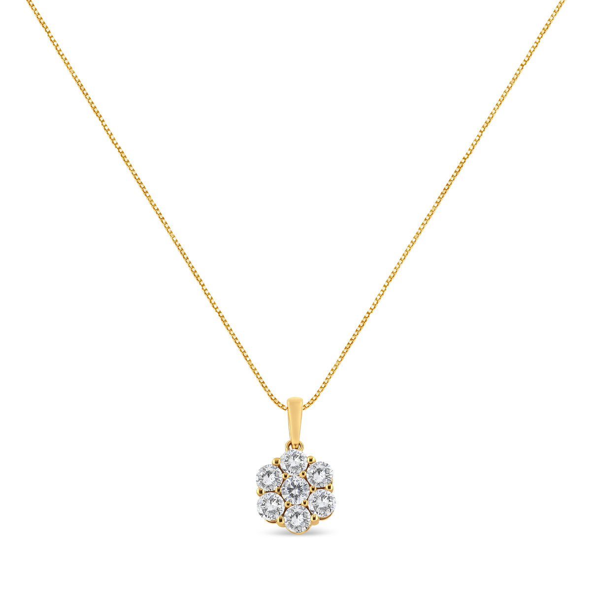 14K Yellow Gold 2.00 Cttw Brilliant Round-Cut Diamond 7 Stone Flower Cluster 18