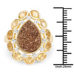 5.14 Carat Genuine Bronze Drusy and Citrine .925 Sterling Silver Ring