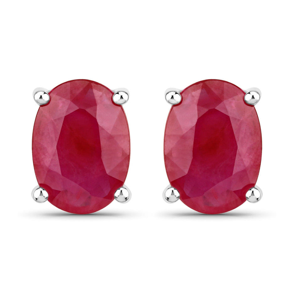 1.70 Carat Genuine Ruby 14K White Gold Earrings