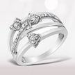 .925 Sterling Silver 1/5 Cttw Miracle-Set Diamond Heart Cross-Over Bypass Ring (I-J Color, I2-I3 Clarity) - Size 7