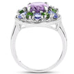 3.89 Carat Genuine Amethyst, Tanzanite & Chrome Diopside .925 Sterling Silver Ring