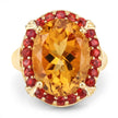 9.38 Carat Genuine Citrine and Orange Sapphire .925 Sterling Silver Ring