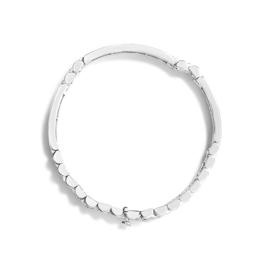 14K White Gold 12.0 Cttw Men's Invisible Set Princess Diamond Tennis Bracelet (G-H Color, VS1-VS2 Clarity) - Size 8.5
