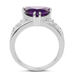 2.71 Carat Genuine Amethyst and White Topaz .925 Sterling Silver Ring