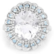 5.90 Carat Genuine Crystal Quartz and Swiss Blue Topaz .925 Sterling Silver Ring