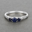 0.56 Carat Genuine Blue Sapphire and White Diamond 14K White Gold Ring