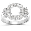 0.73 Carat Genuine White Diamond 14K White Gold Semi Mount Ring - holds 8x8mm Cushion Gemstone