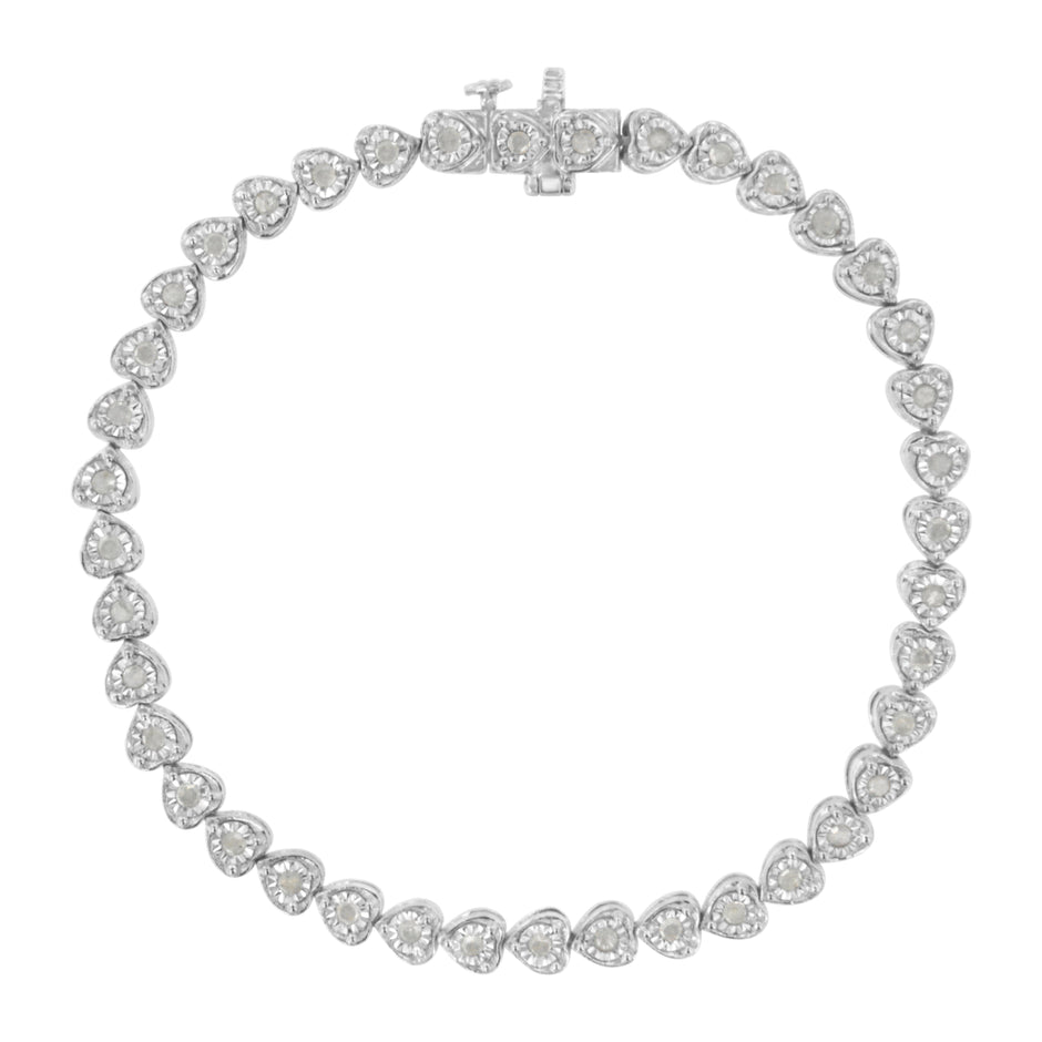 .925 Sterling Silver 1.0 Cttw Miracle Set Diamond Heart-Link 7