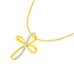 10K Yellow Gold Plated .925 Sterling Silver Diamond Accent Cross Ribbon 18