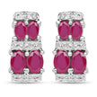 3.20 Carat Glass Filled Ruby .925 Sterling Silver Earrings