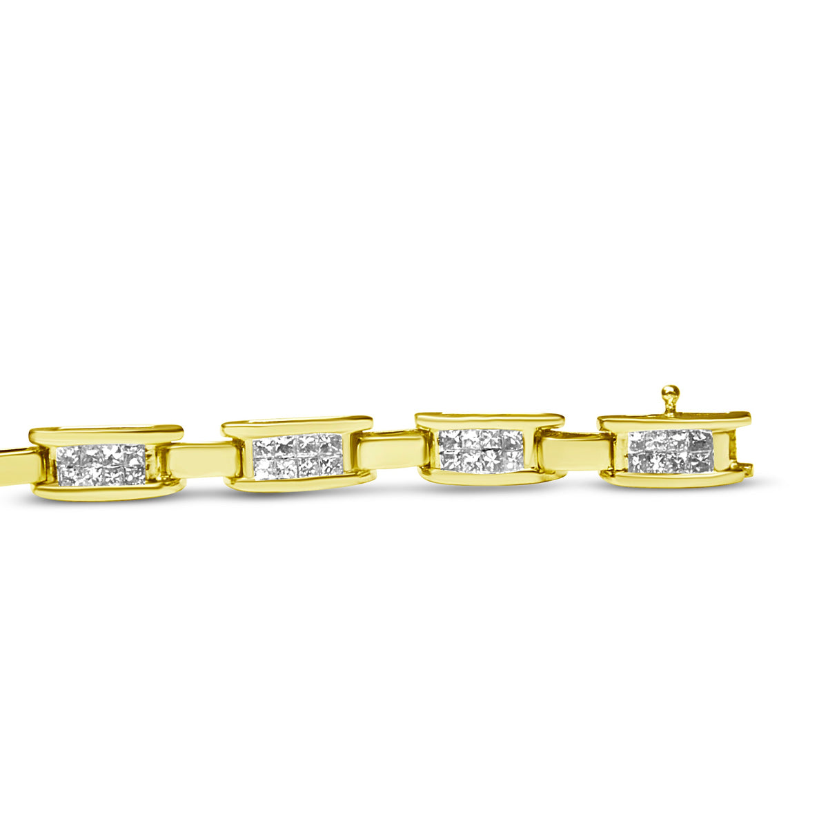 10K Yellow Gold 2.0 Cttw Invisible-Set Princess Cut Diamond Rectangular Link Bracelet (I-J Color, SI2-I1 Clarity) - 7