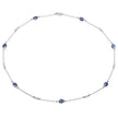 6.43 Carat Genuine Blue Sapphire and White Diamond .925 Sterling Silver Necklace