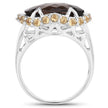 9.58 Carat Genuine Smoky Quartz and Citrine .925 Sterling Silver Ring