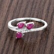 0.68 Carat Genuine Ruby and White Diamond 14K White Gold Ring