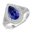2.60 Carat Genuine Tanzanite and White Diamond 14K White Gold Ring