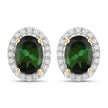 1.92 Carat Genuine Green Tourmaline and White Diamond 14K Yellow Gold Earrings