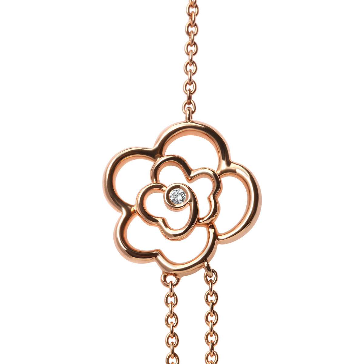 18K Rose Gold 1/2 Cttw Diamond and Freshwater Pearl Double Strand Station Necklace  (G-H Color, SI1-SI2 Clarity) - Adjustable up to 16