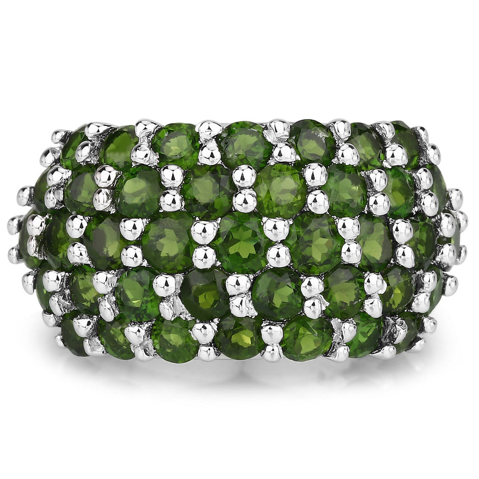 5.04 Carat Genuine Chrome Diopside .925 Sterling Silver Ring
