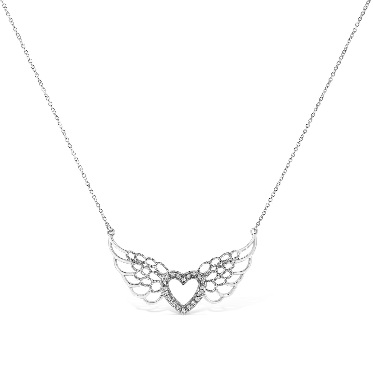 .925 Sterling Silver Pave-Set Diamond Accent Fairy Wing 18