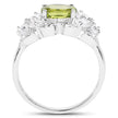2.70 Carat Genuine Peridot and White Zircon .925 Sterling Silver Ring