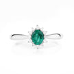 0.40 Carat Genuine Zambian Emerald and White Diamond 14K White Gold Ring