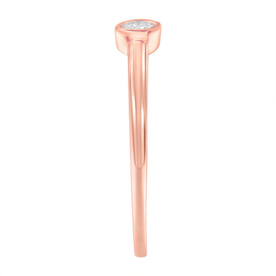14K Rose Gold Plated .925 Sterling Silver Miracle Set Diamond Ring (1/20 Cttw, J-K Color, I1-I2 Clarity) - Size 6