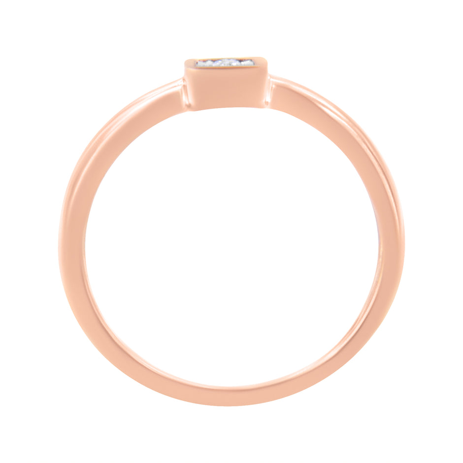 14K Rose Gold Plated .925 Sterling Silver 1/20 cttw Miracle Set Diamond Promise Ring (J-K Color, I1-I2 Clarity) - Size 6